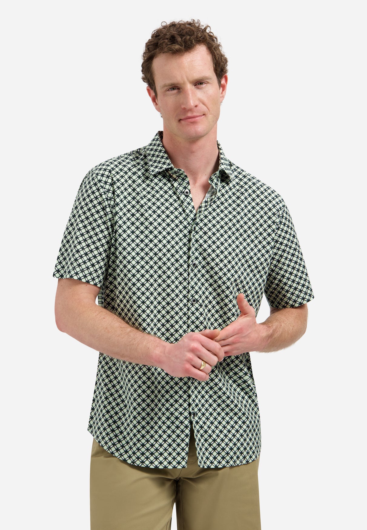 Chemise stretch imprimée intégralement | Green
