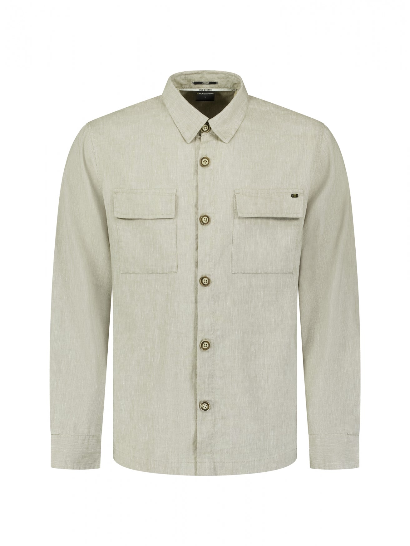 Two-tone linen overshirt | Taupe