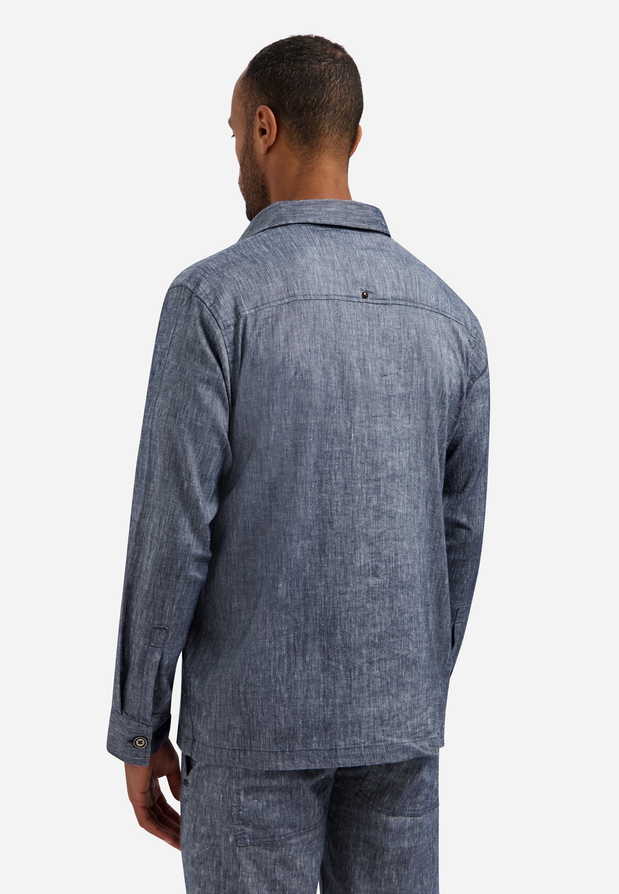 Two-tone linen overshirt | Night