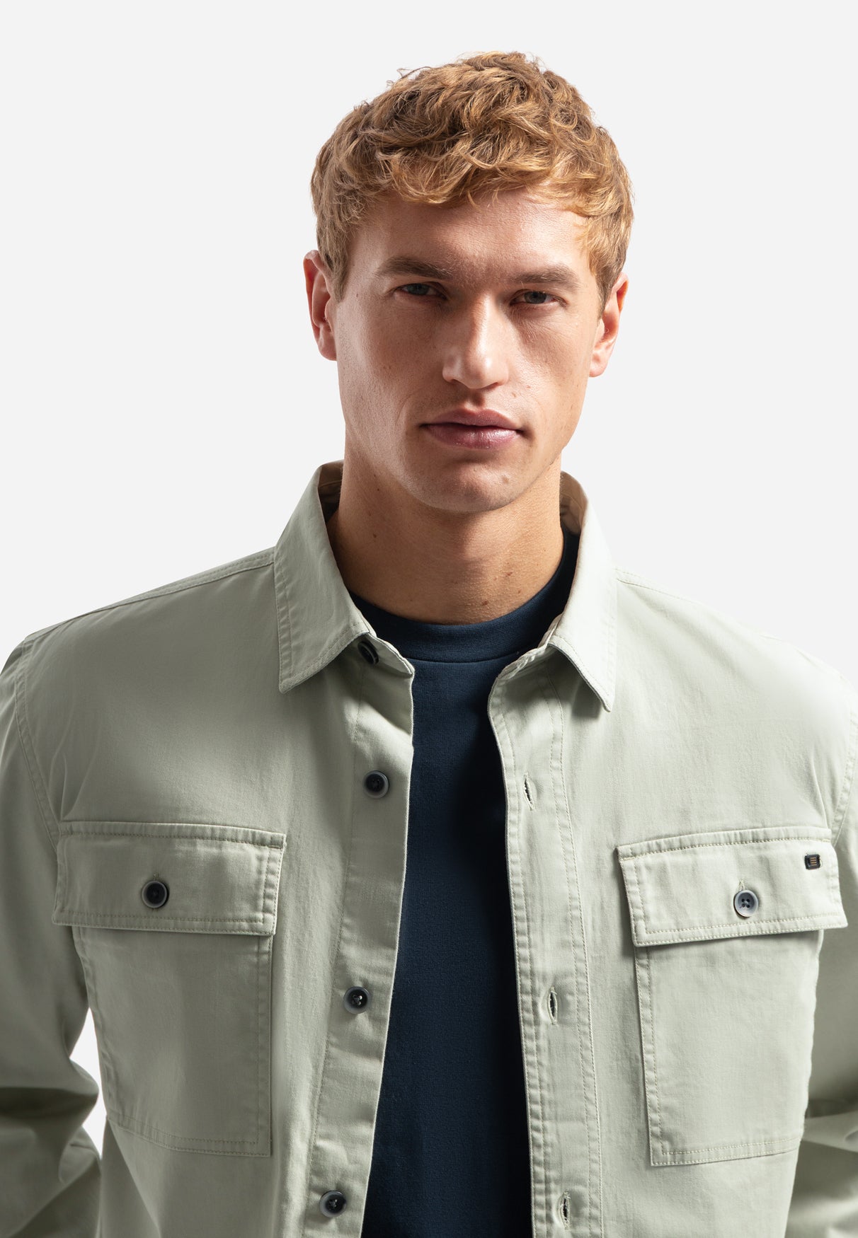Twill stretch overshirt | Light Moss
