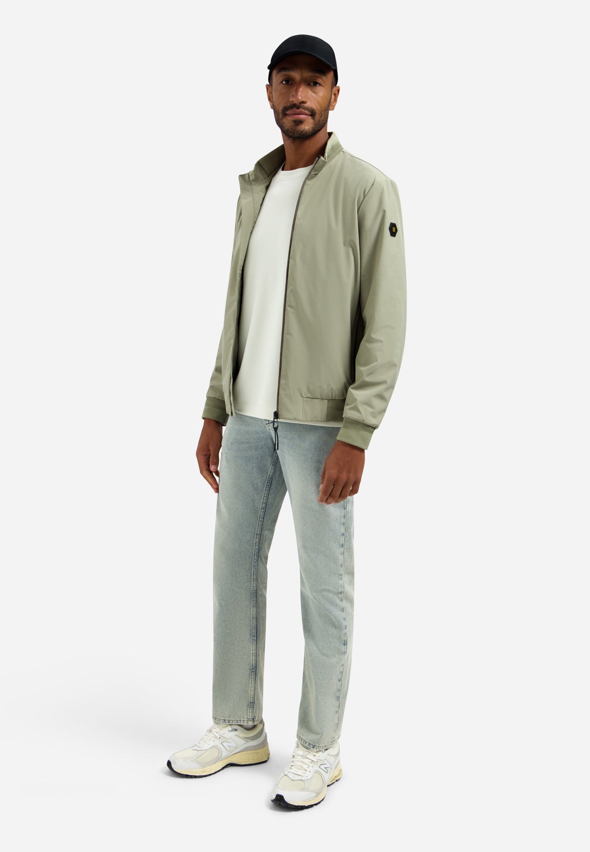 Summer jacket with ribbed collar | Light Army