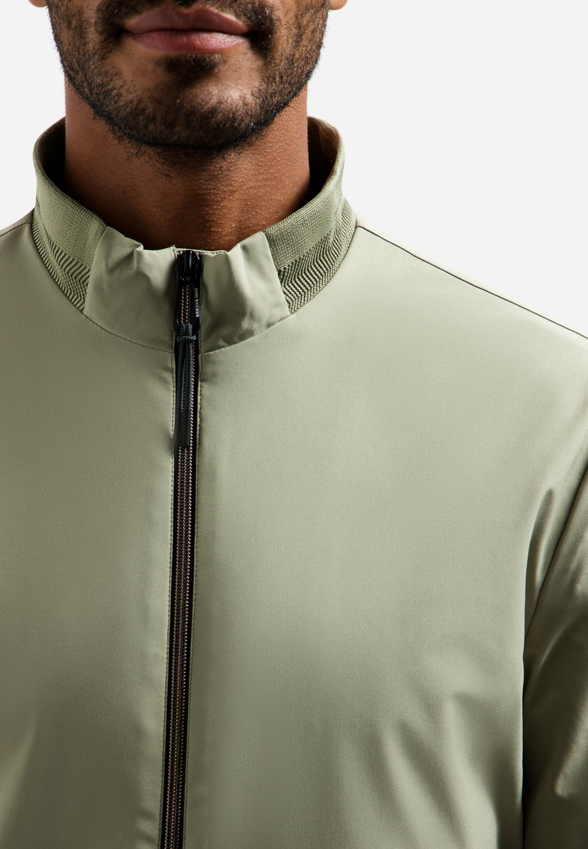 Summer jacket with ribbed collar | Light Army