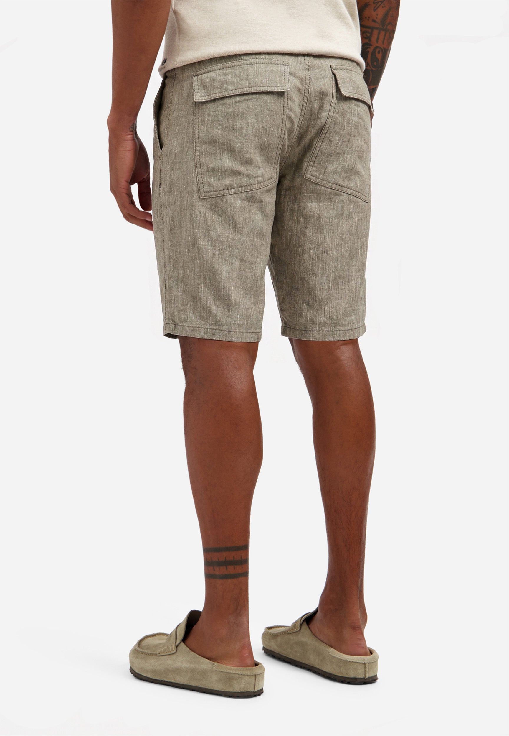 Short chino en lin mélangé | Taupe