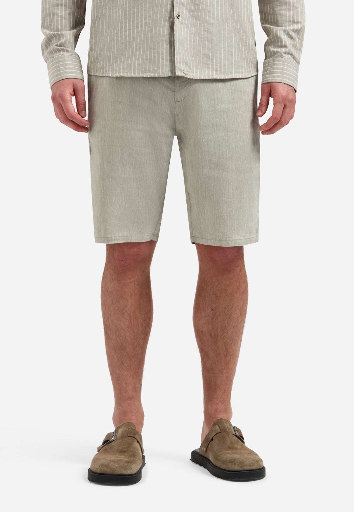 Chino shorts with linen | Taupe