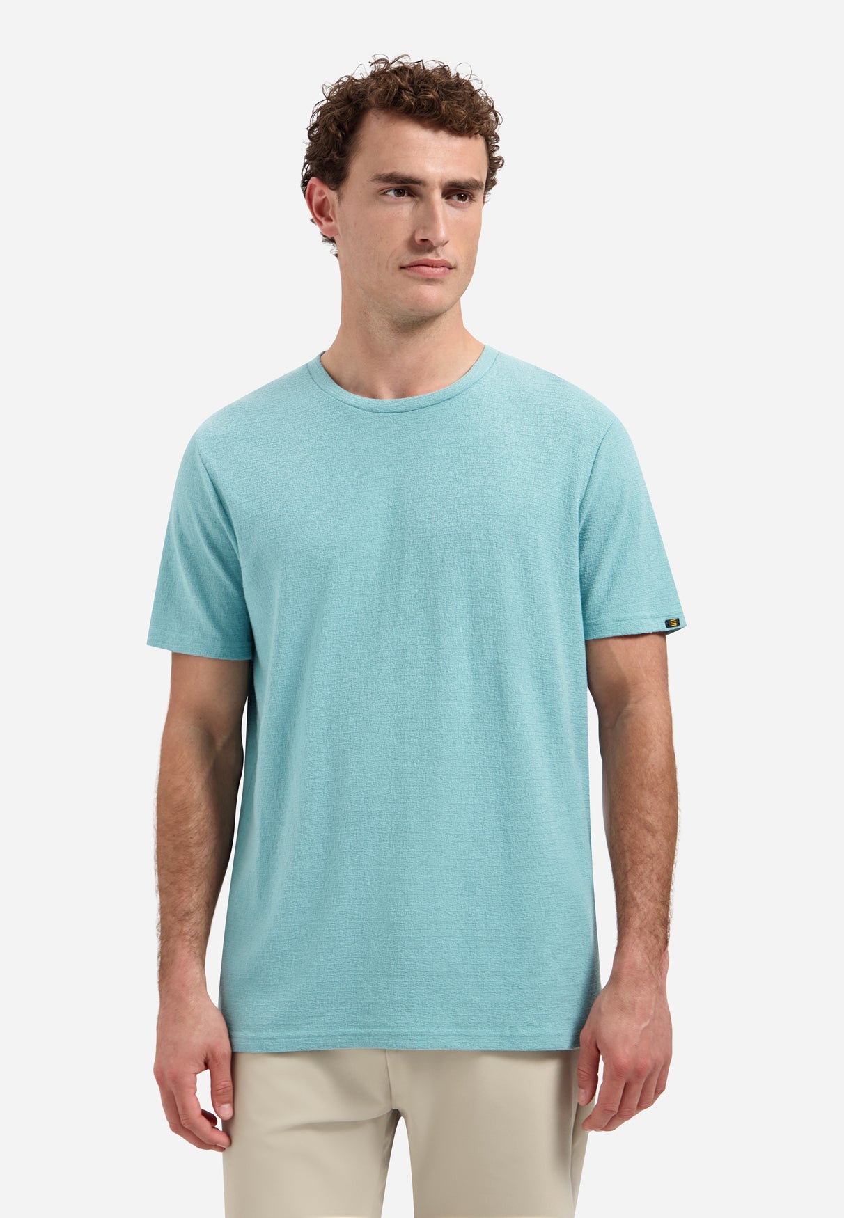 T-shirt rayé à col rond et manches courtes | White