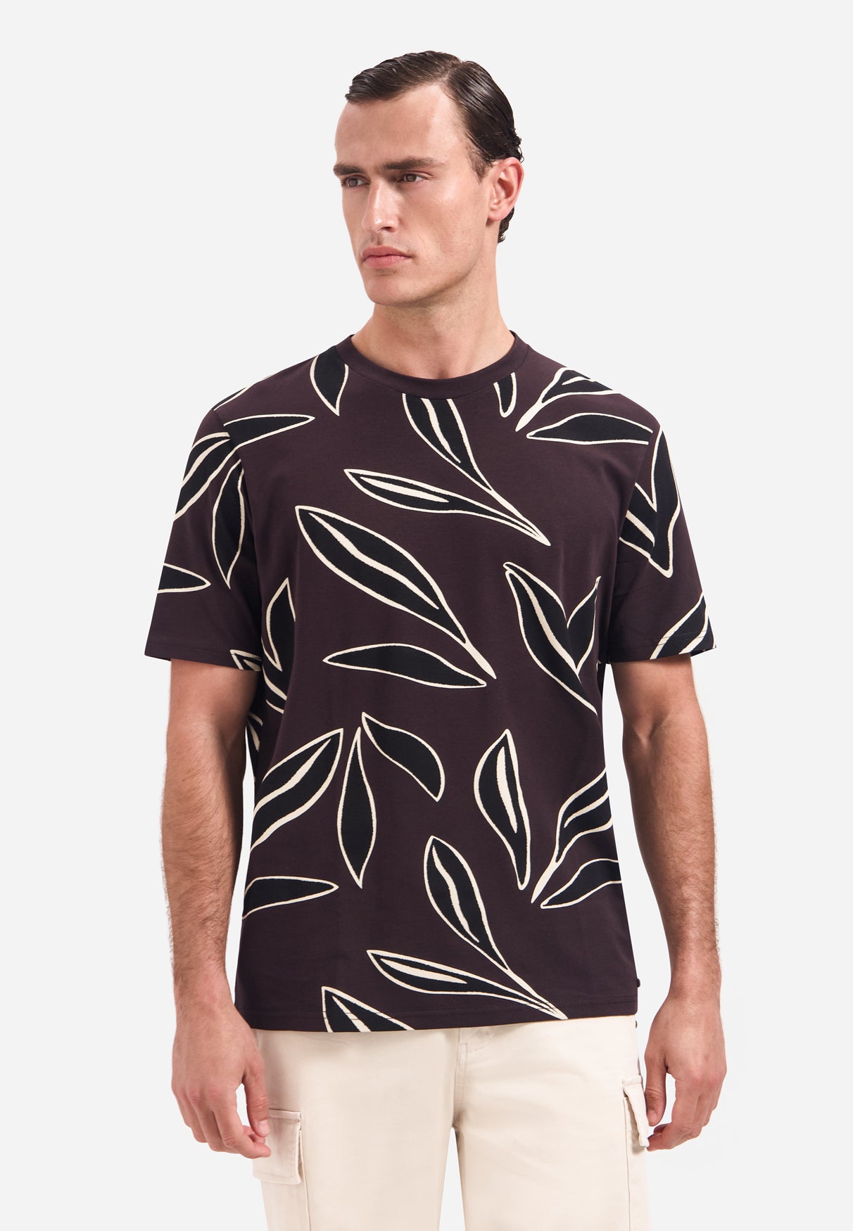 T-shirt à manches courtes et imprimé | Dark Brown