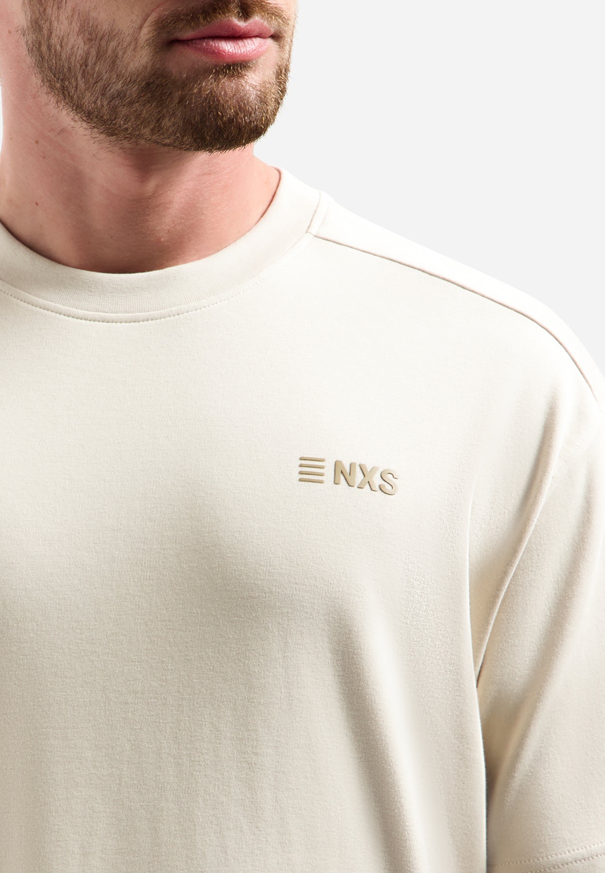 T-shirt rayé à col rond et manches courtes | White