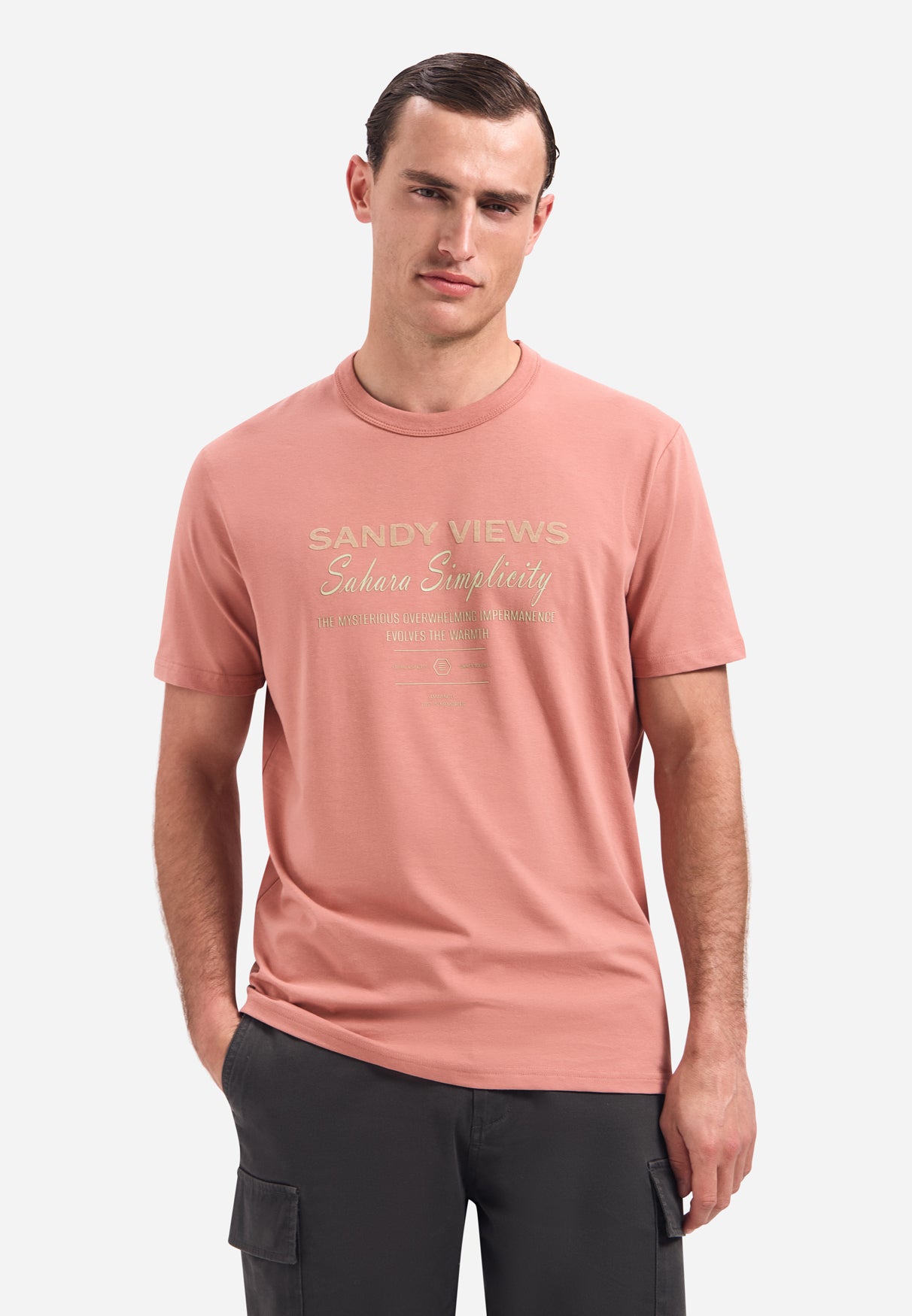 T-shirt à col rond et manches courtes avec imprimé | Coral