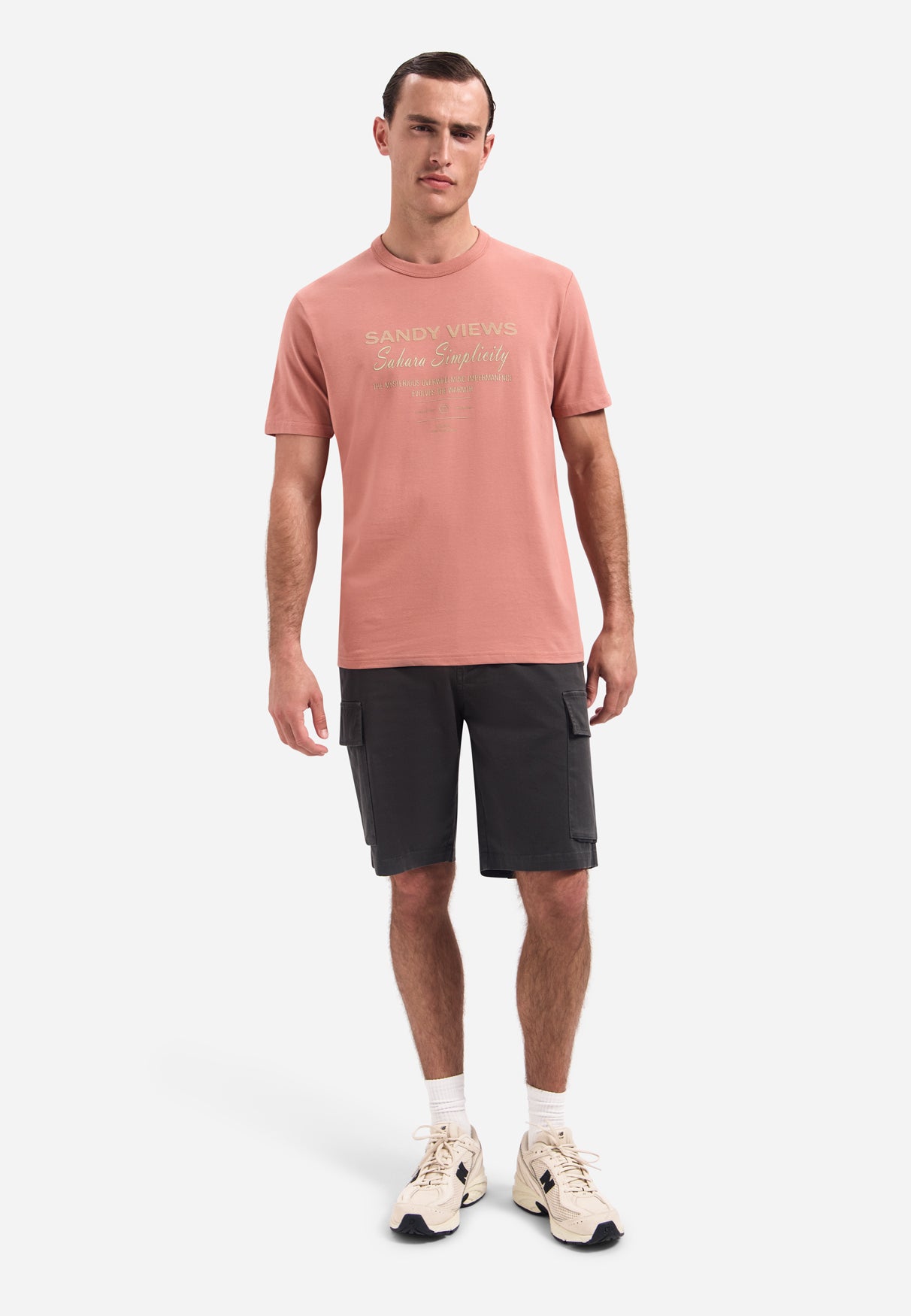 T-shirt à col rond et manches courtes avec imprimé | Coral