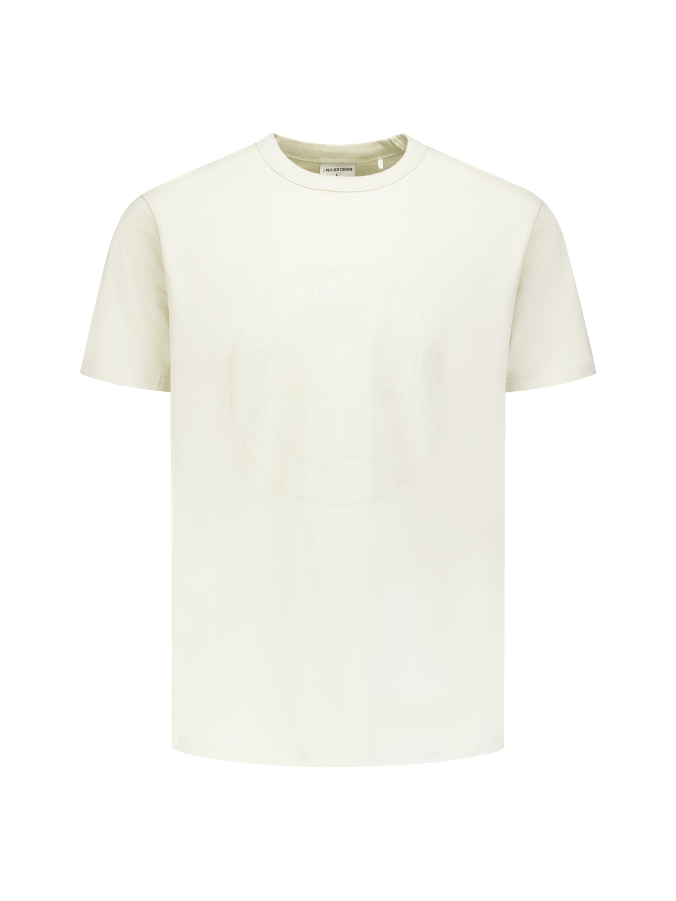 T-shirt rayé à col rond et manches courtes | White