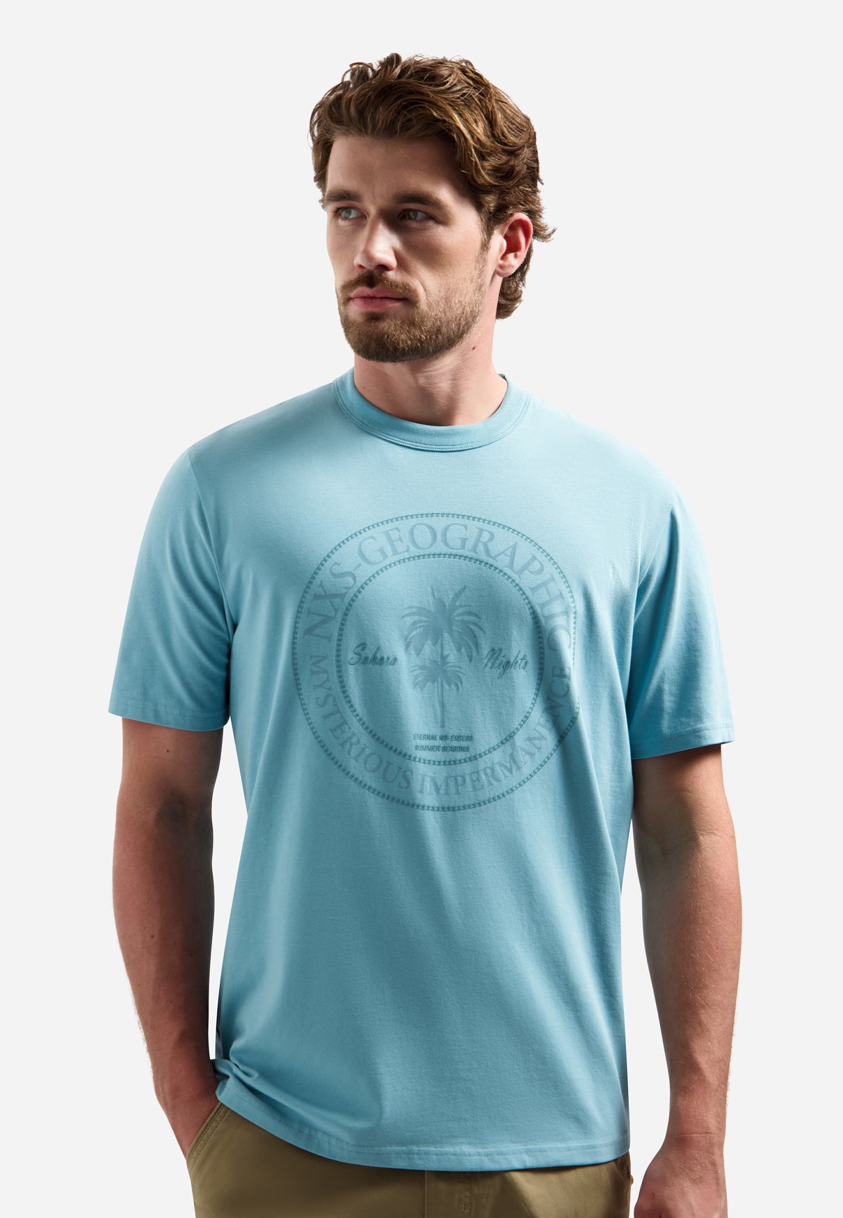 T-shirt à col rond et manches courtes avec imprimé | Seablue