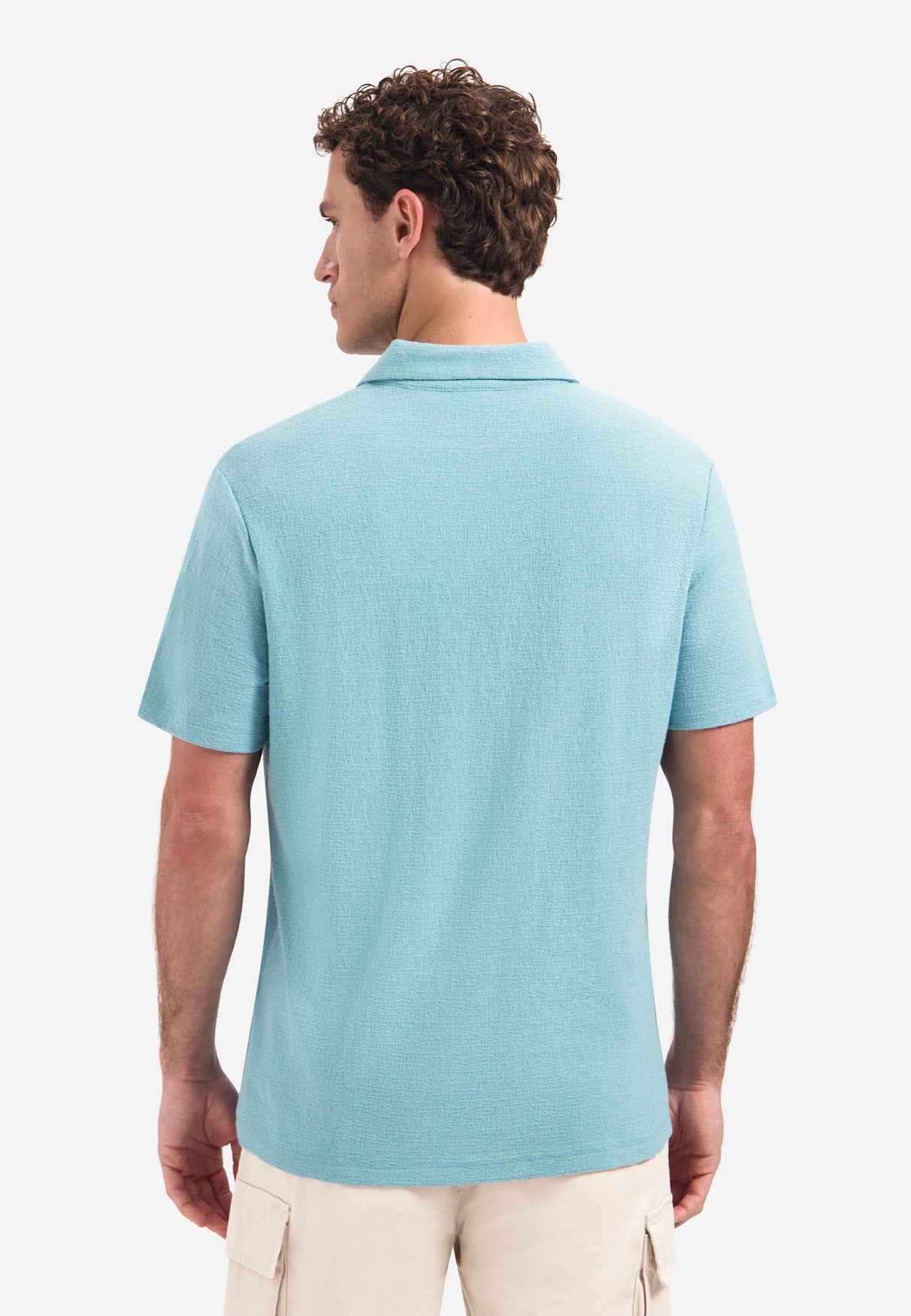 Polo à col en V, manches courtes et texture | Seablue
