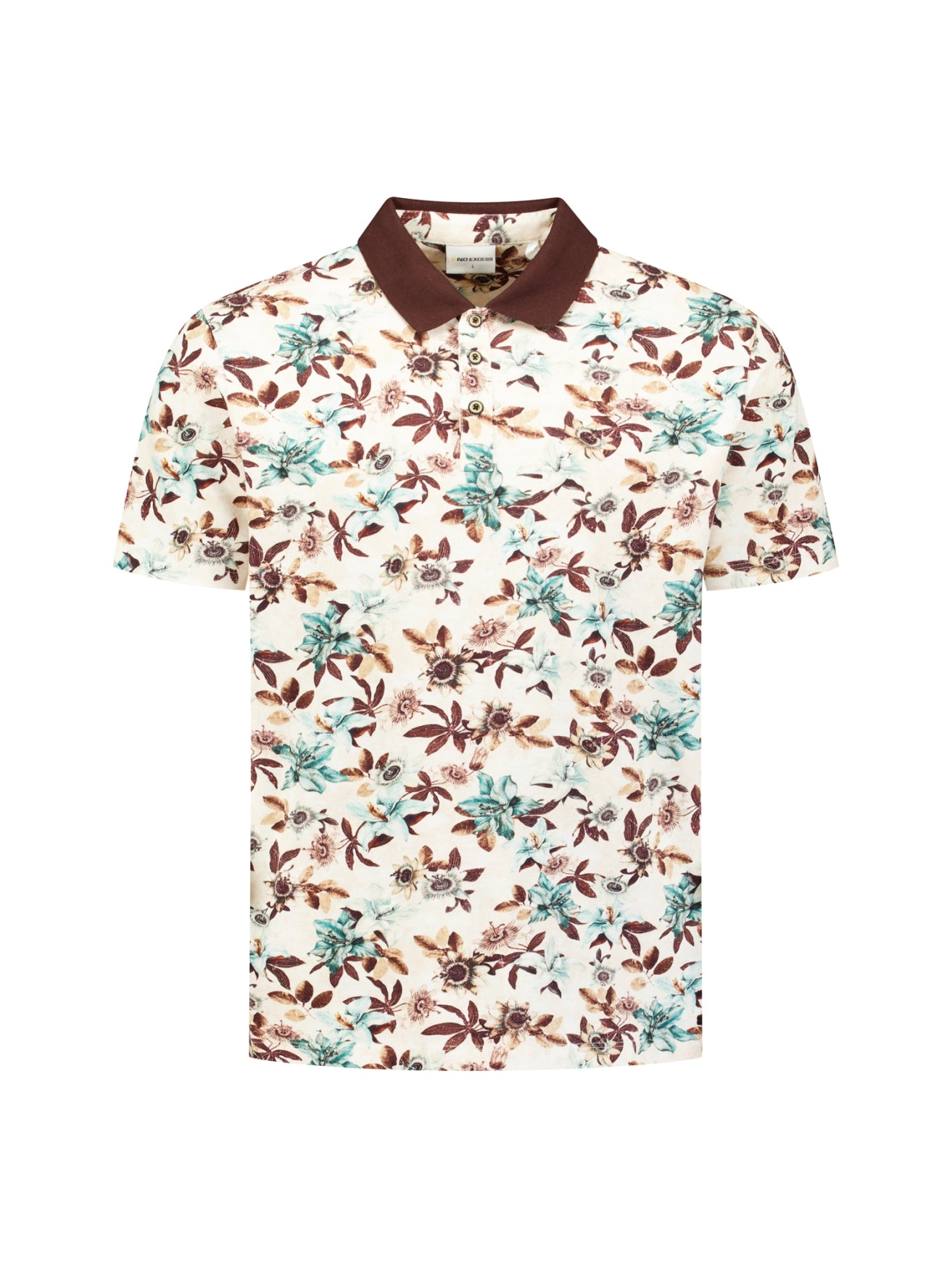 Polo à col en V, manches courtes et imprimé floral | Seablue