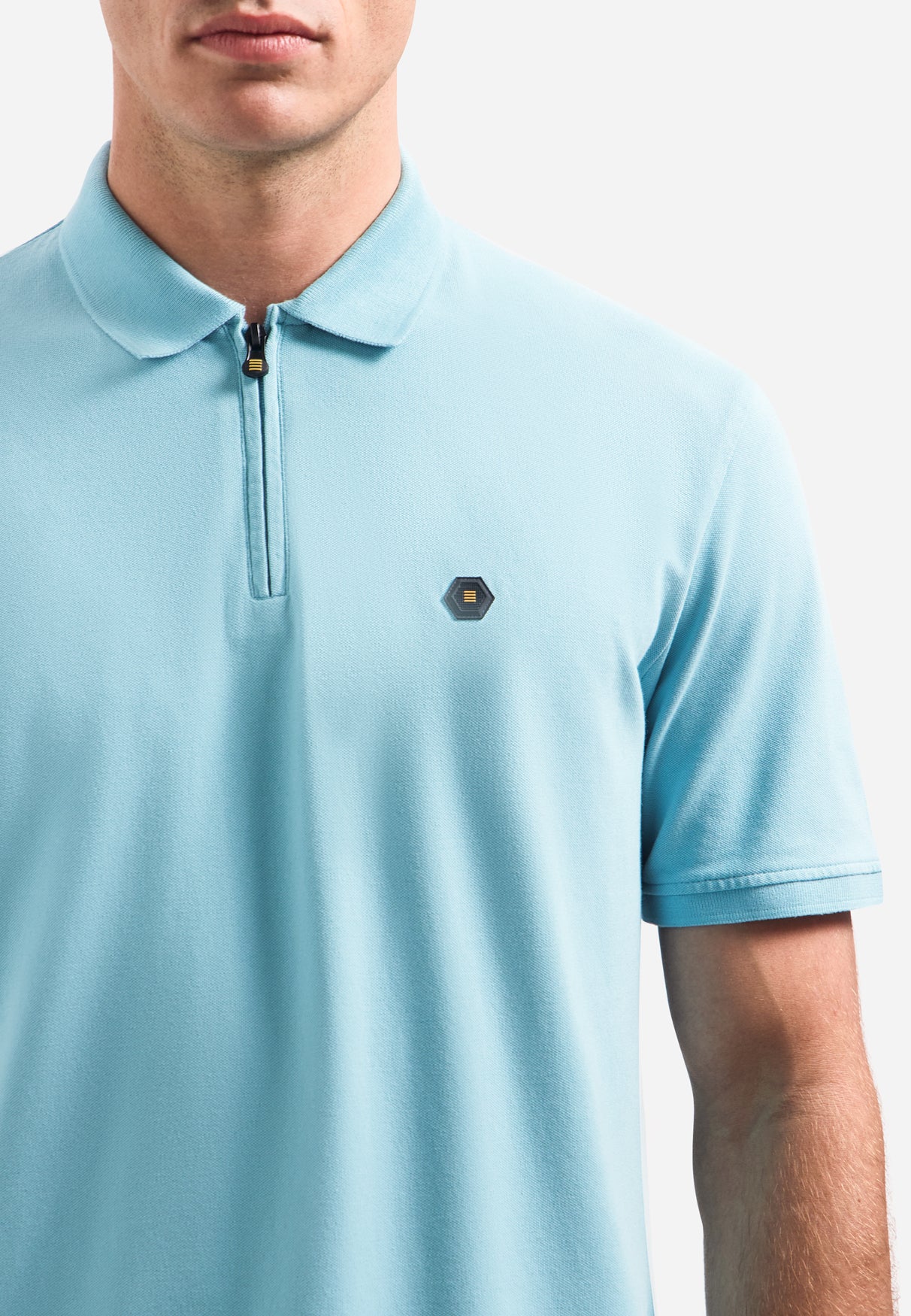 Short-sleeve half-zip polo | Seablue