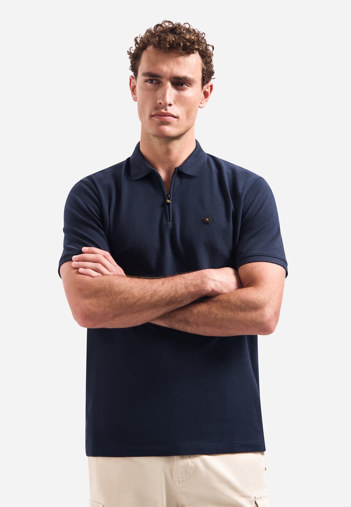 Short-sleeve half-zip polo | Night