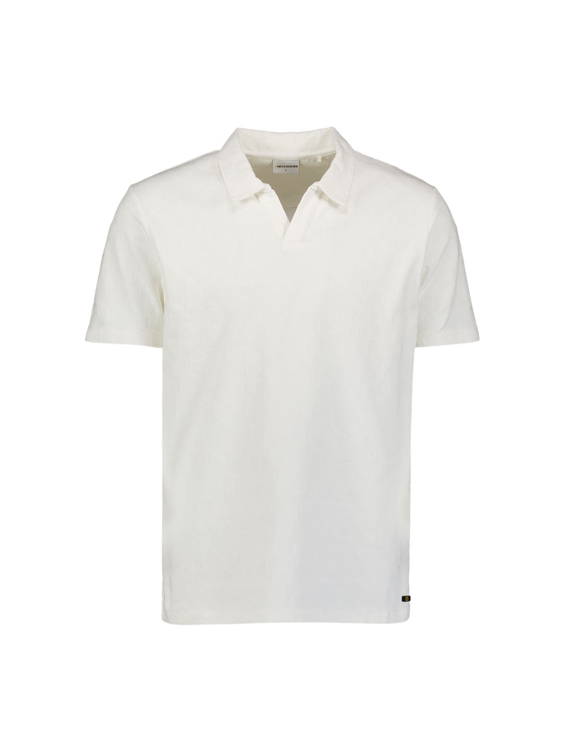 Short-sleeve V-neck polo with jacquard print | White