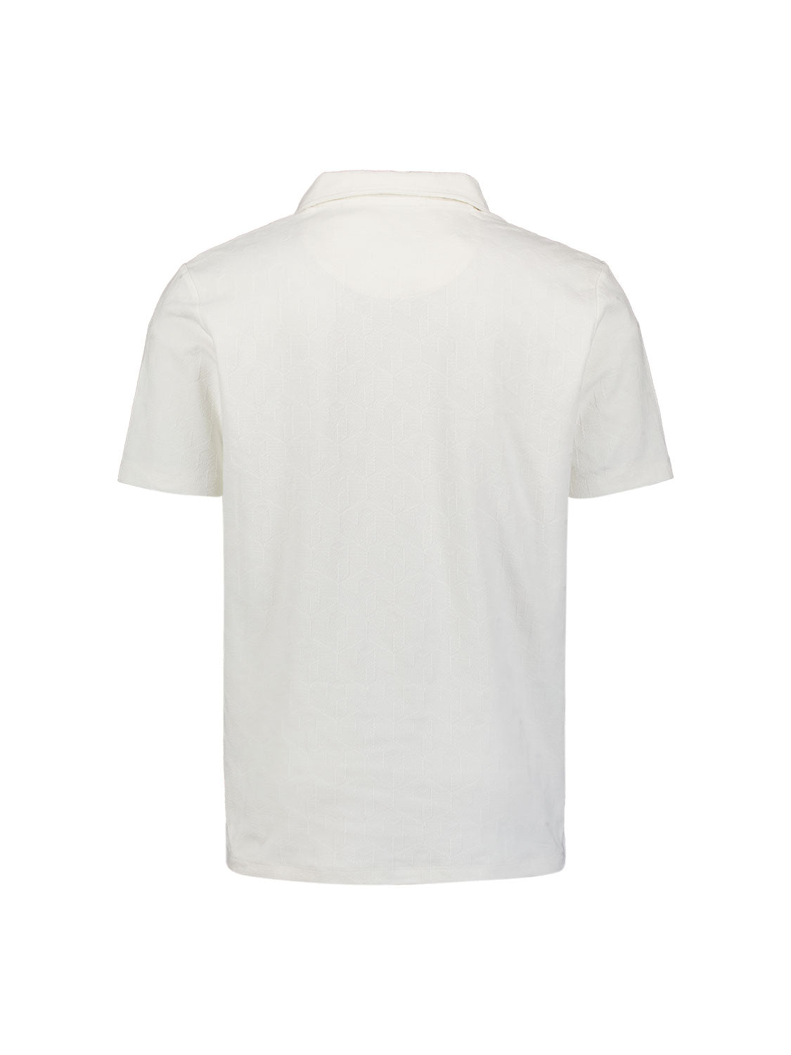 Short-sleeve V-neck polo with jacquard print | White