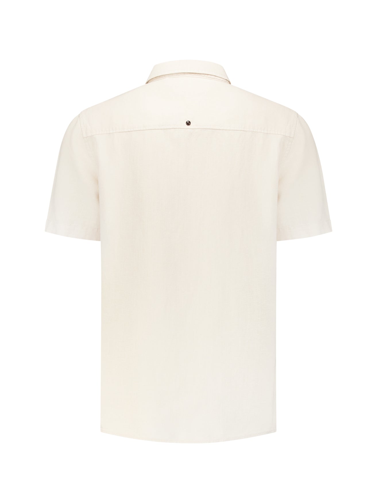 Short-sleeve linnen blend shirt | Stone