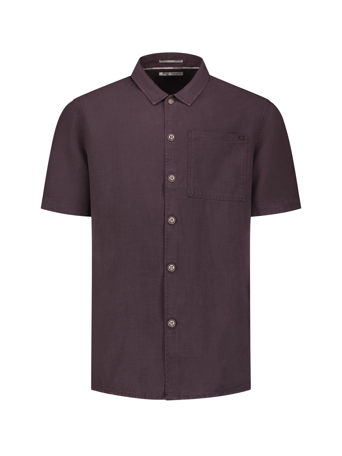 Short-sleeve linnen blend shirt | Dark Brown