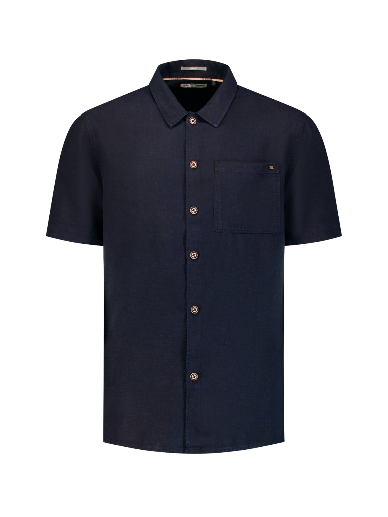 Short-sleeve linnen blend shirt | Night