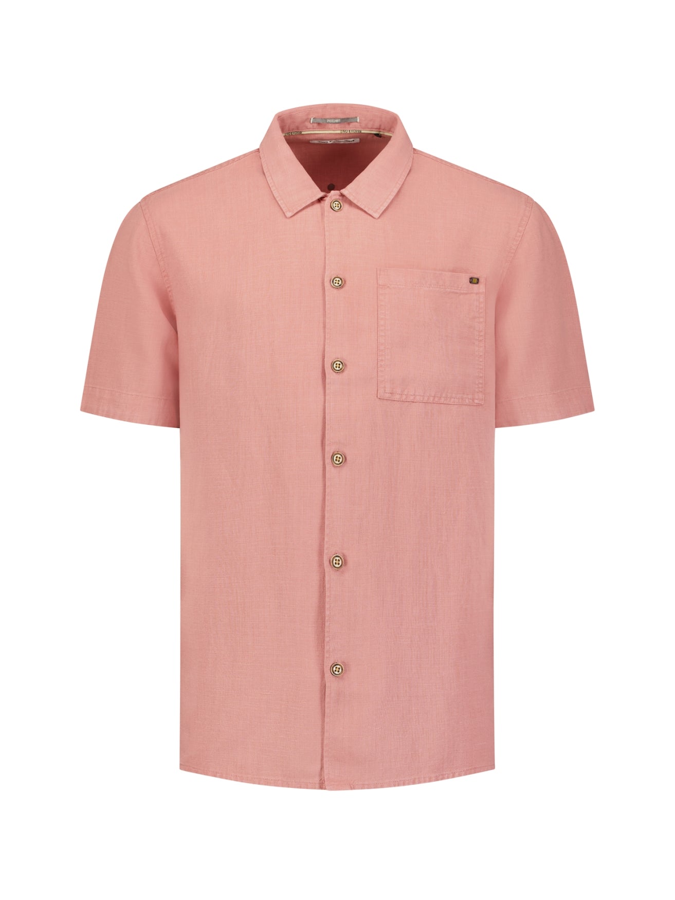 Short-sleeve linnen blend shirt | Coral