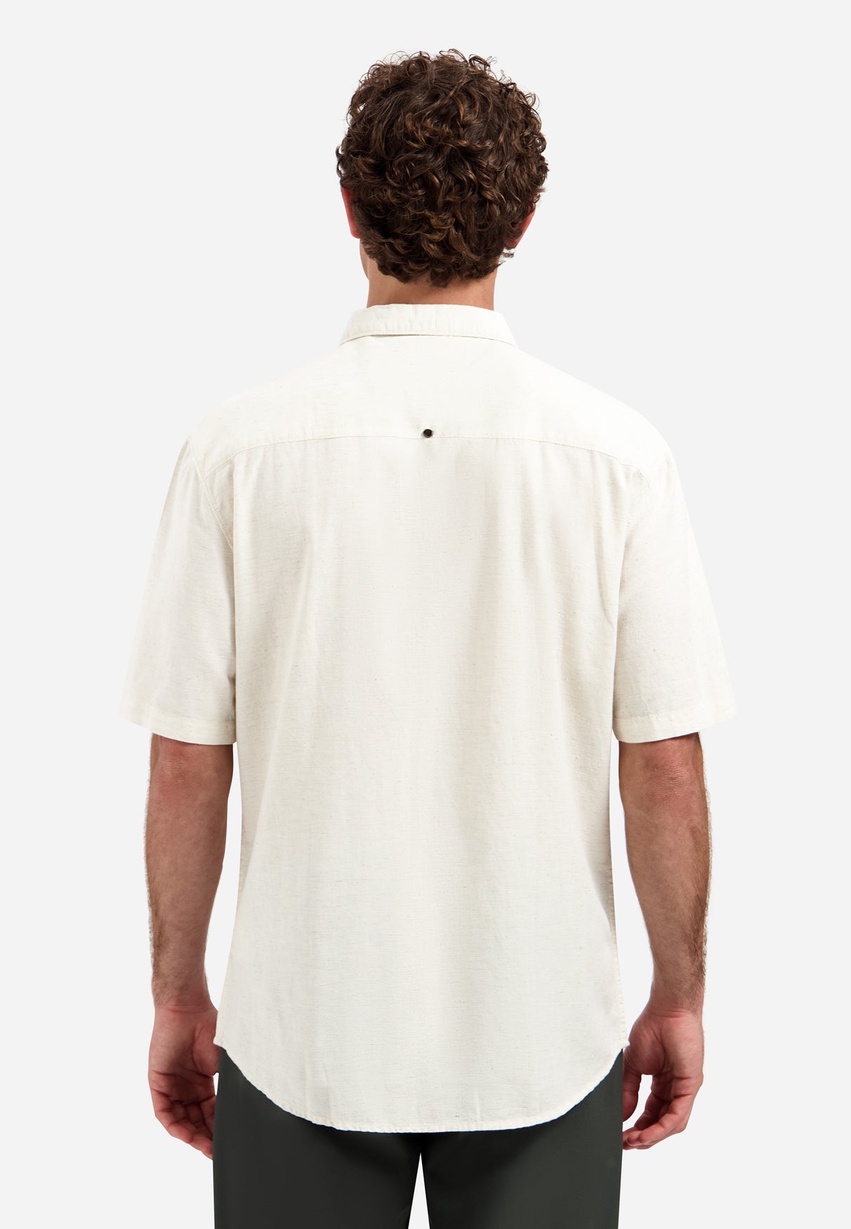 Short-sleeve shirt with embroidered flowers | Stone