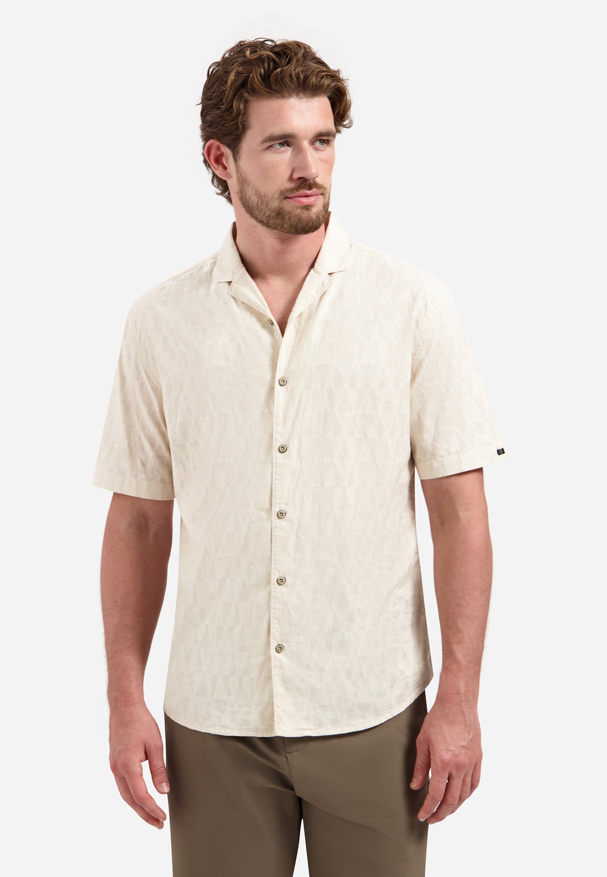 Chemise à manches courtes et imprimé jacquard | Stone