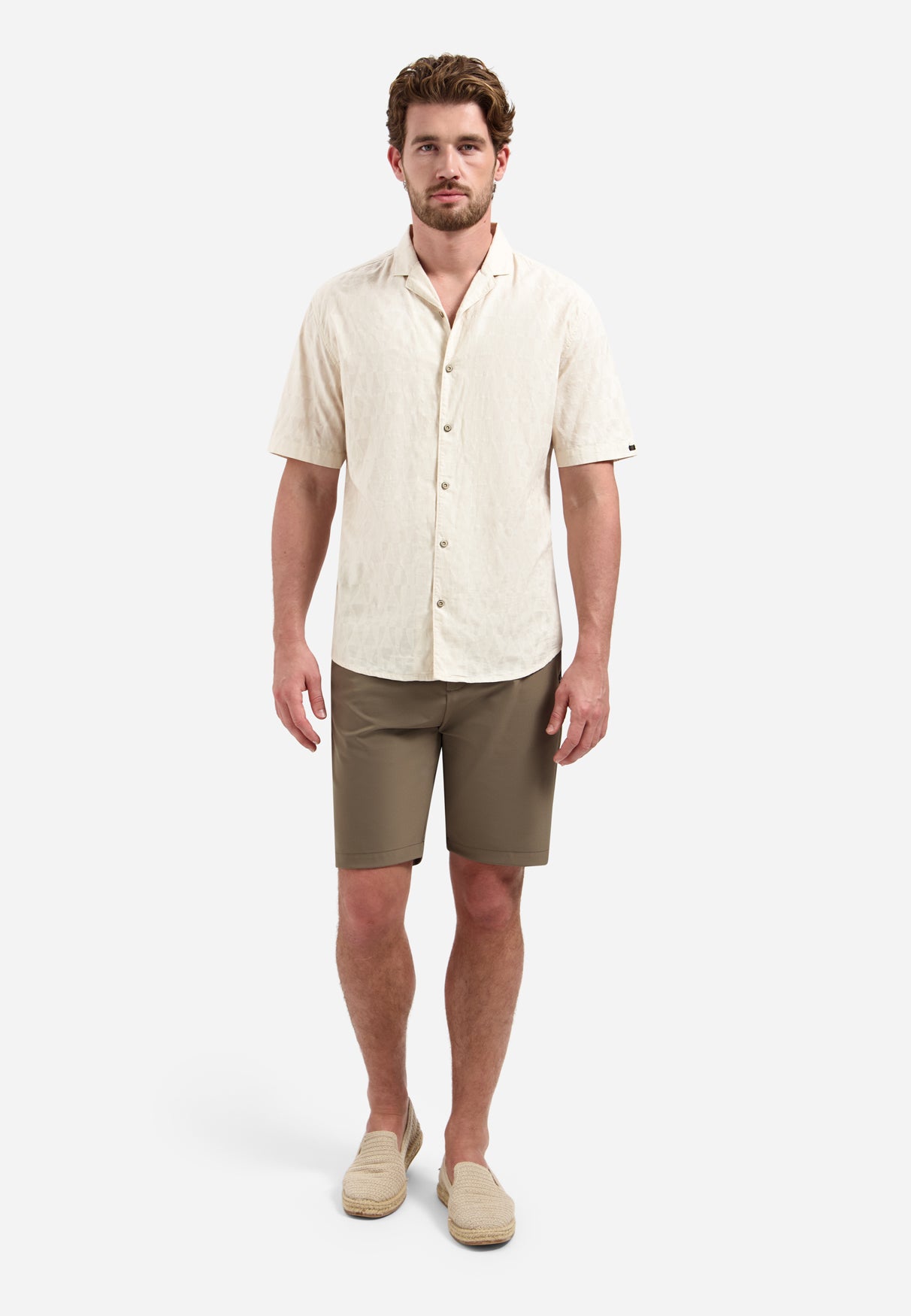 Chemise à manches courtes et imprimé jacquard | Stone
