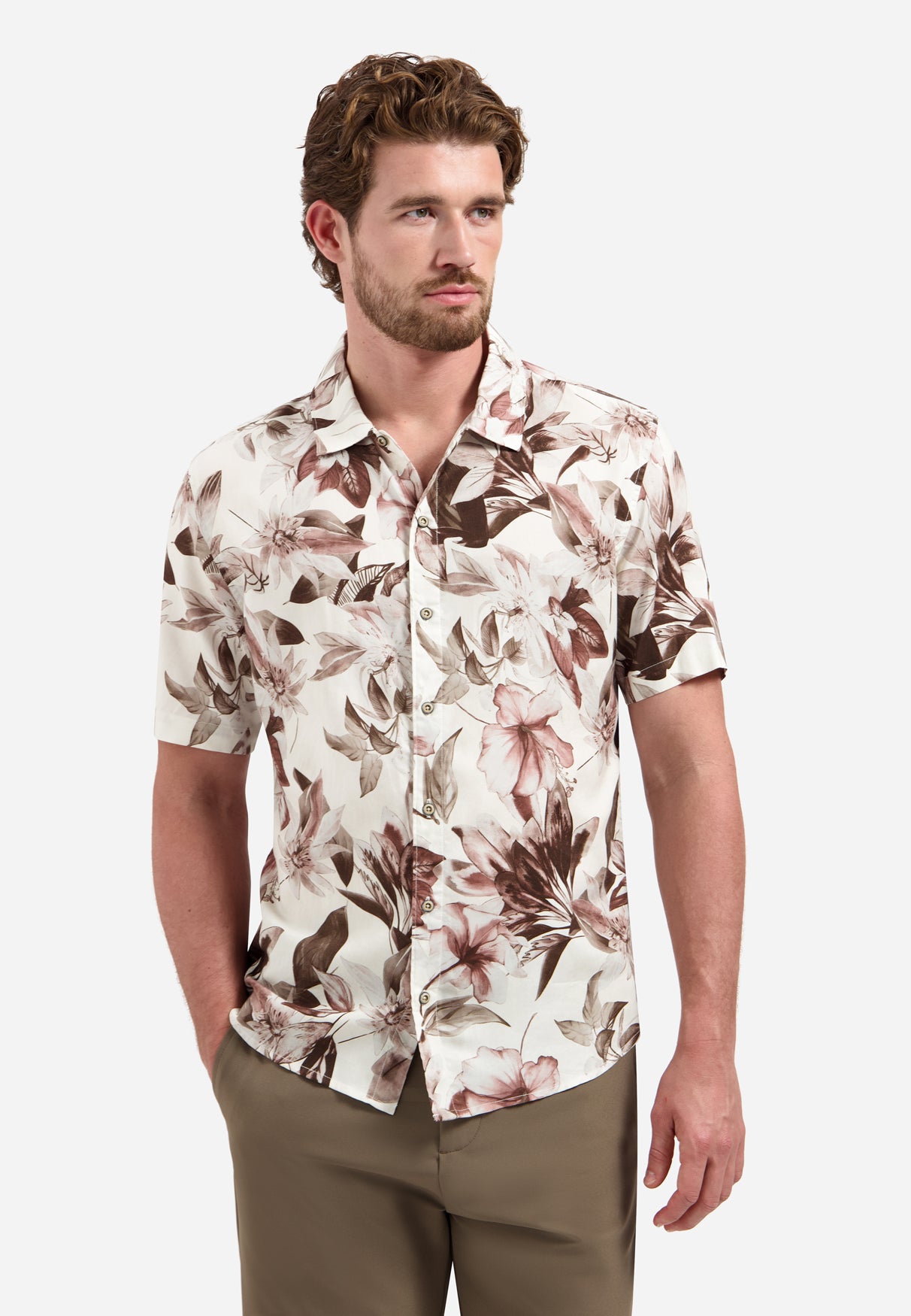 Chemise à manches courtes et imprimé floral | Coral