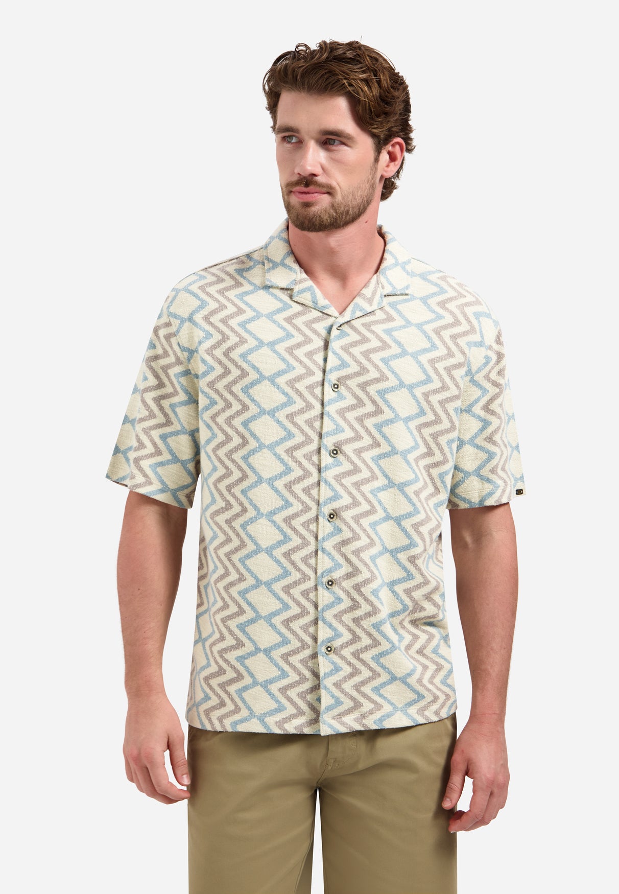 Chemise à manches courtes et imprimé en zigzag | Stone