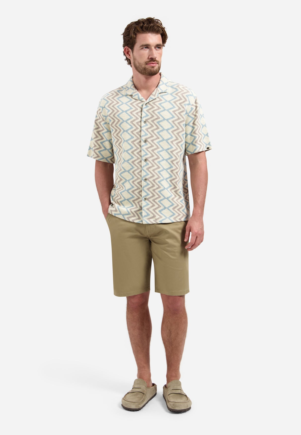 Chemise à manches courtes et imprimé en zigzag | Stone