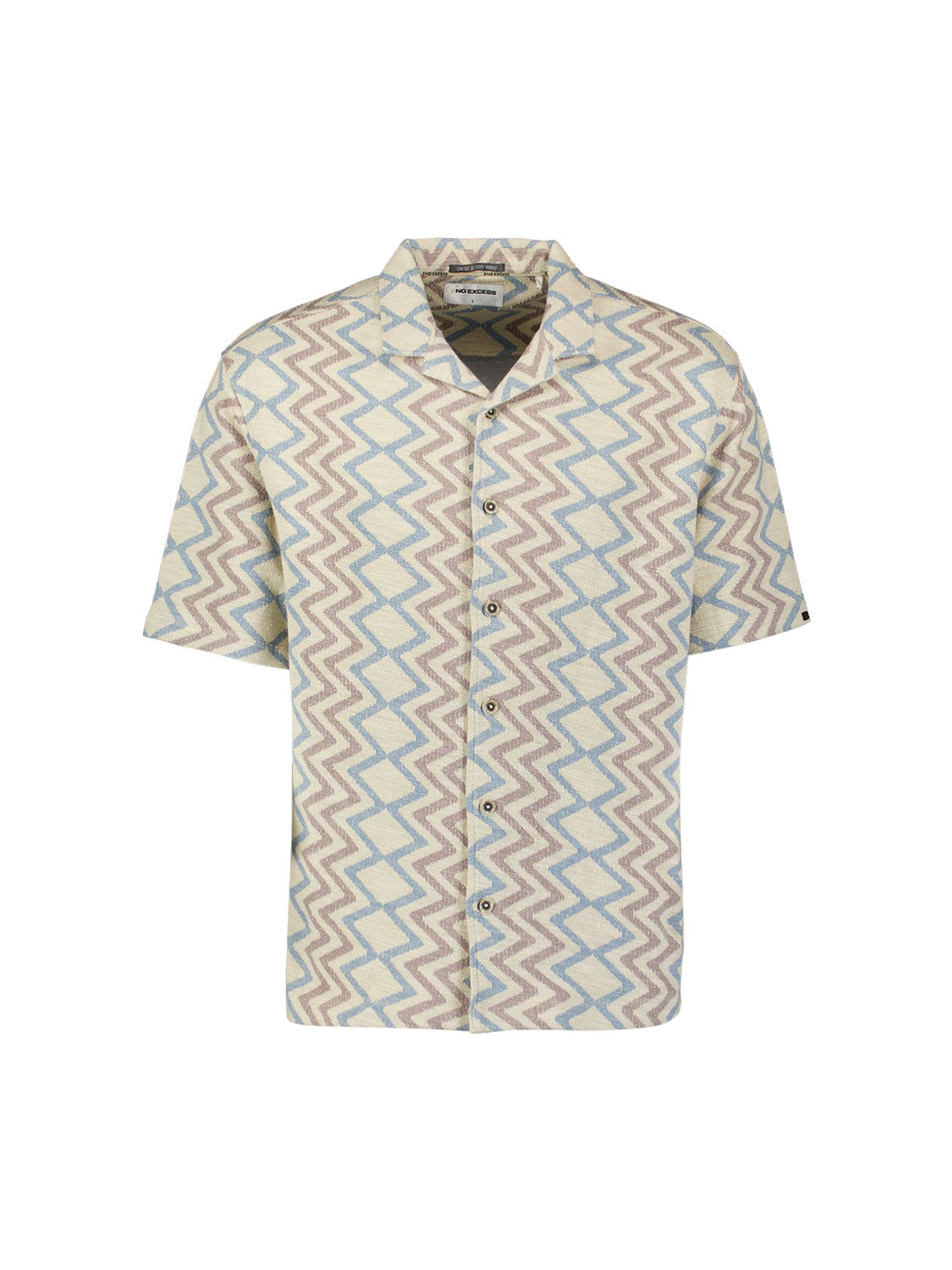 Short-sleeve shirt with zigzag print | Stone