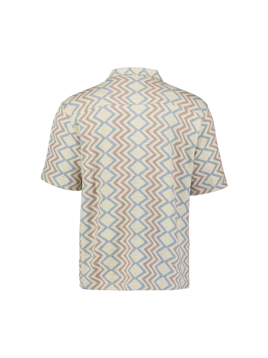 Short-sleeve shirt with zigzag print | Stone