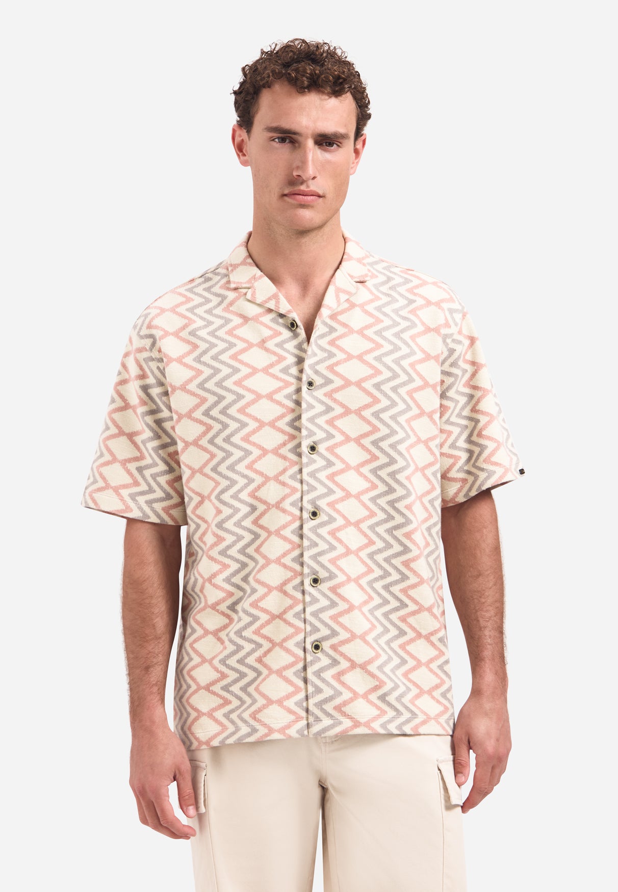 Chemise à manches courtes et imprimé en zigzag | Coral