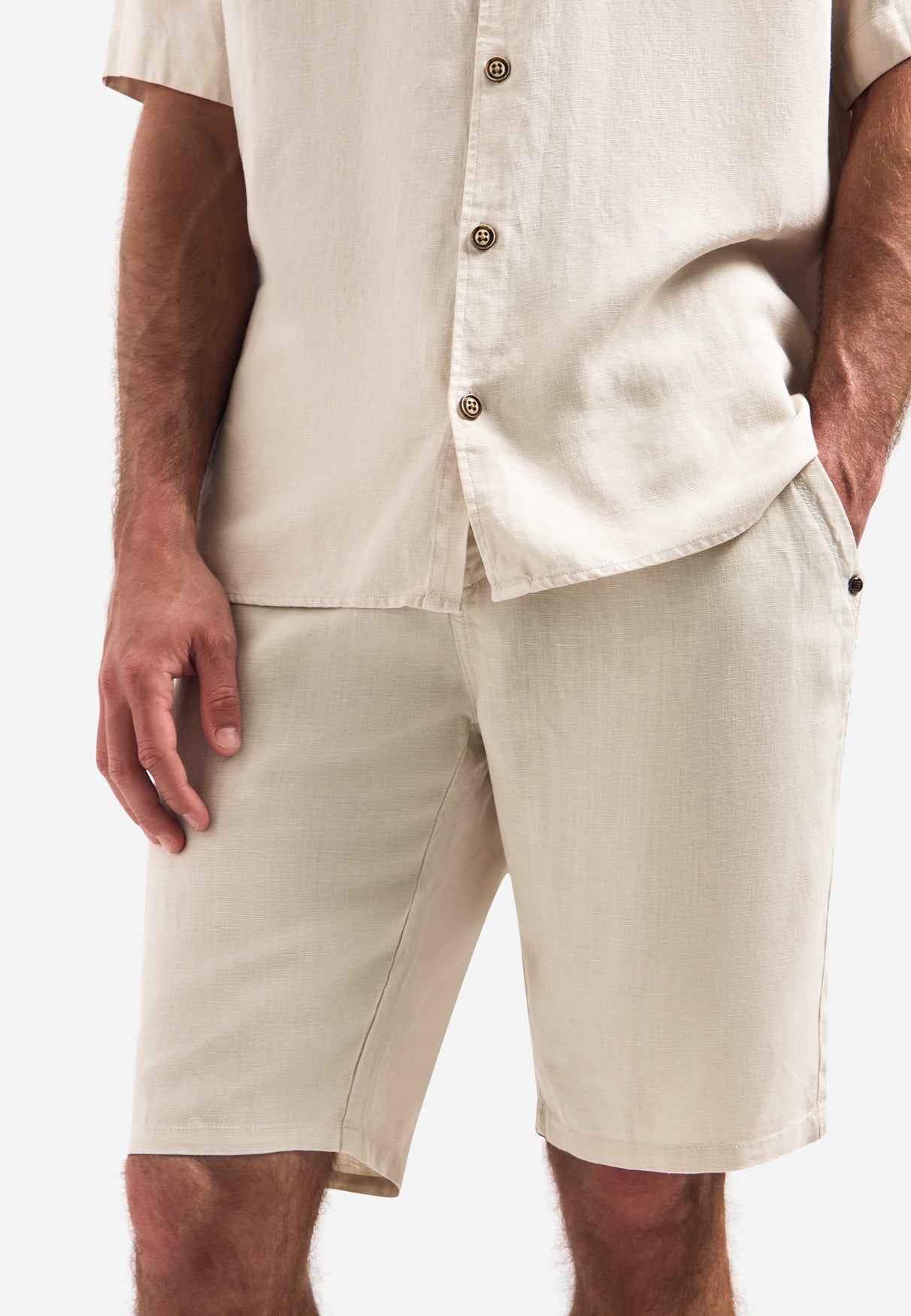 Chino shorts with drawstring | Stone