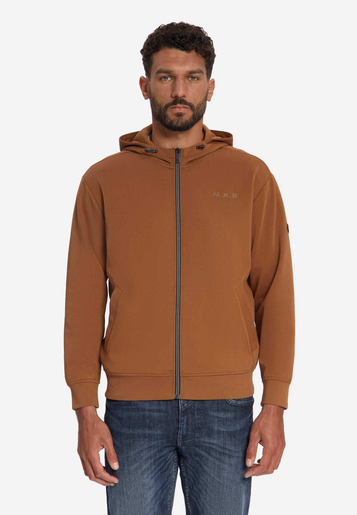 Sweat à capuche zippé | Caramel