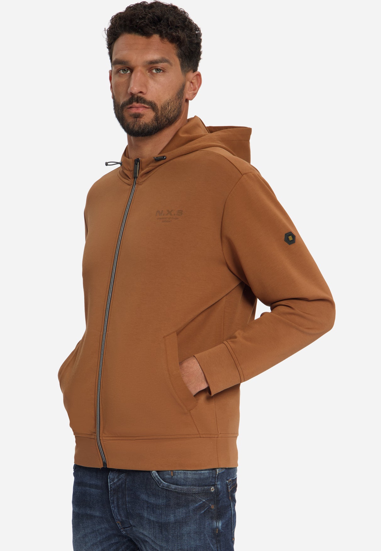 Sweat à capuche zippé | Caramel