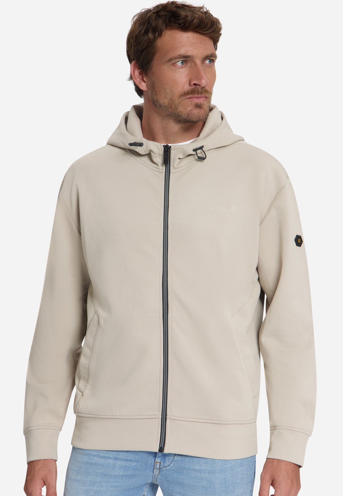Hooded Zip-Up Sweater | Cement