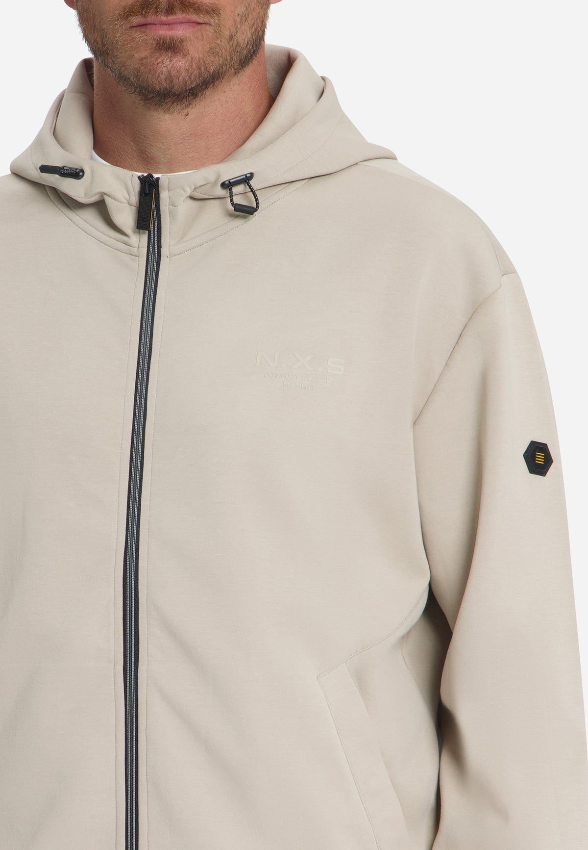 Hooded Zip-Up Sweater | Cement