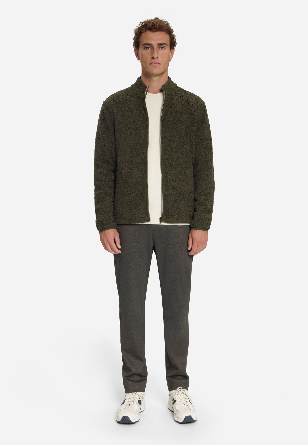 Pull Teddy zippé | Moss
