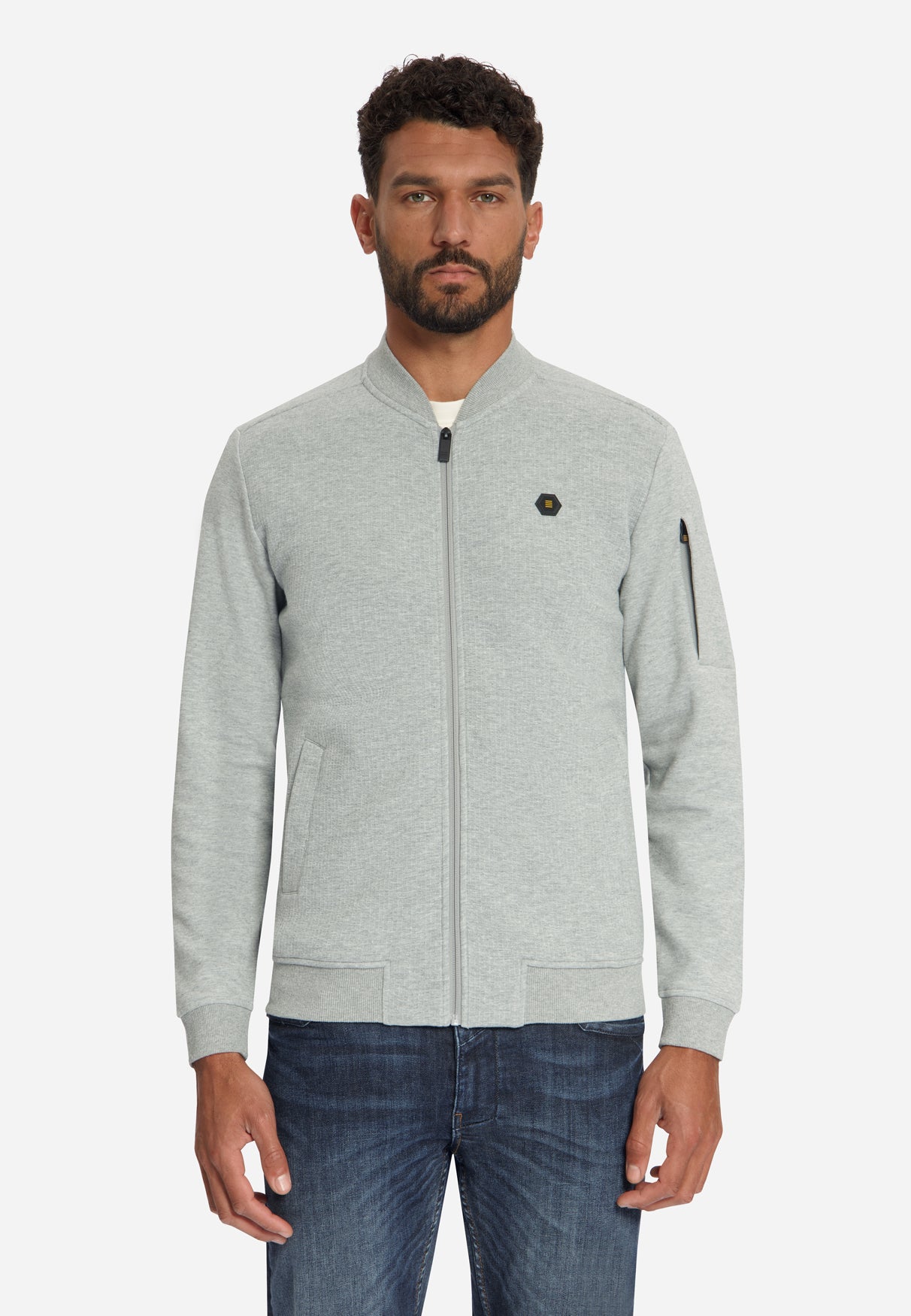 Pull bomber en jacquard | Grey Melange