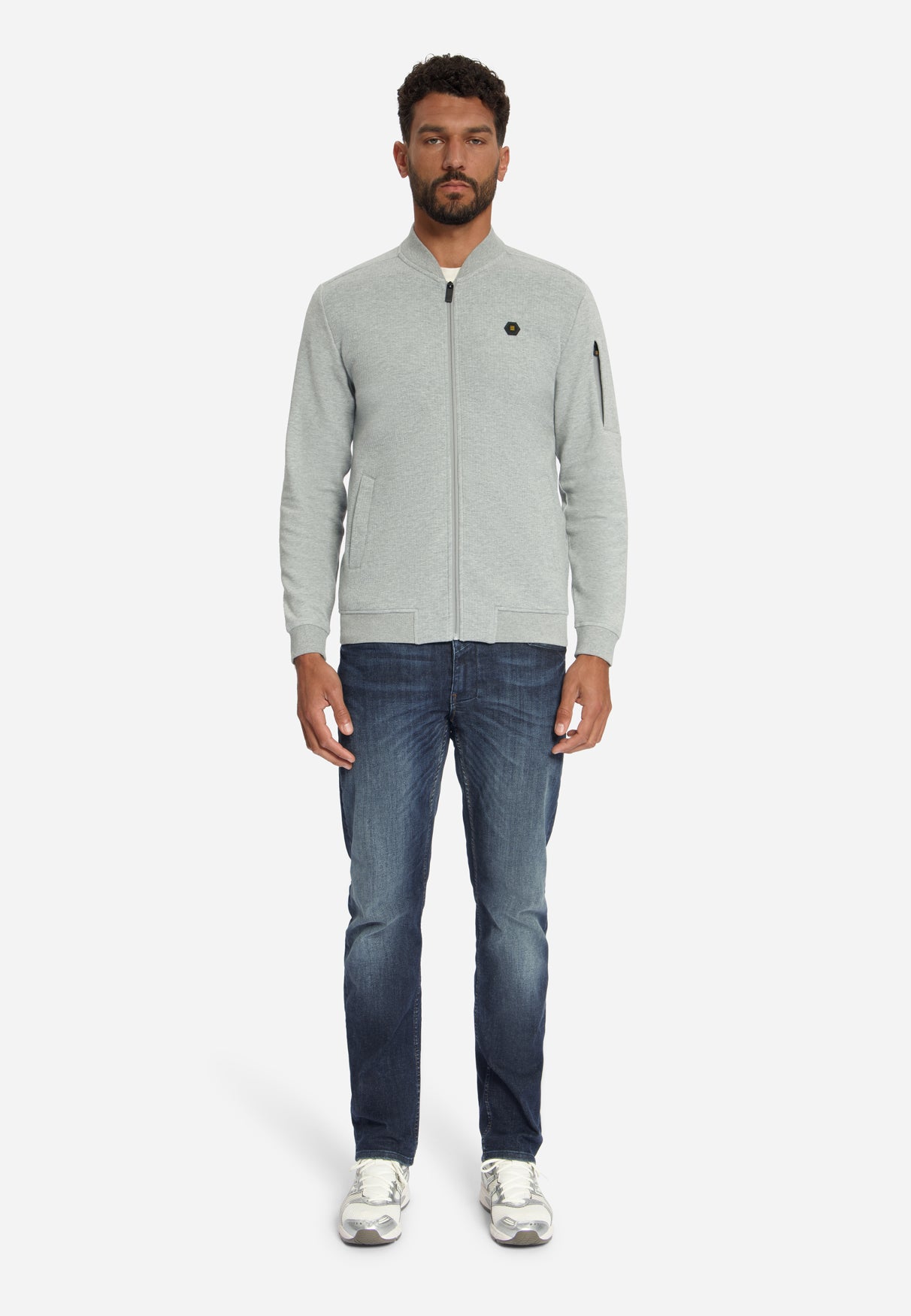 Pull bomber en jacquard | Grey Melange
