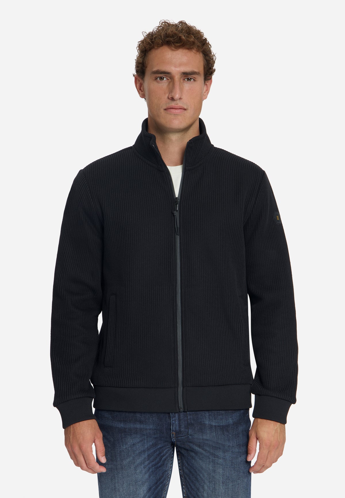 Ribbed Zip-Up Sweater | Black