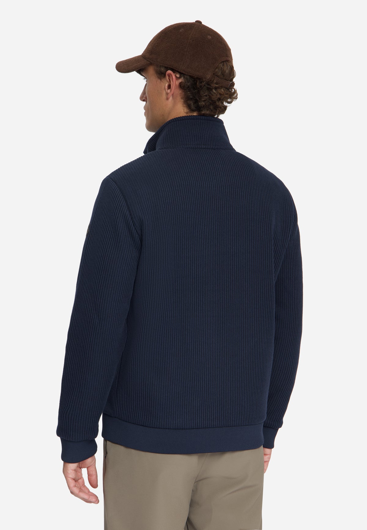 Ribbed Zip-Up Sweater | Dark Night