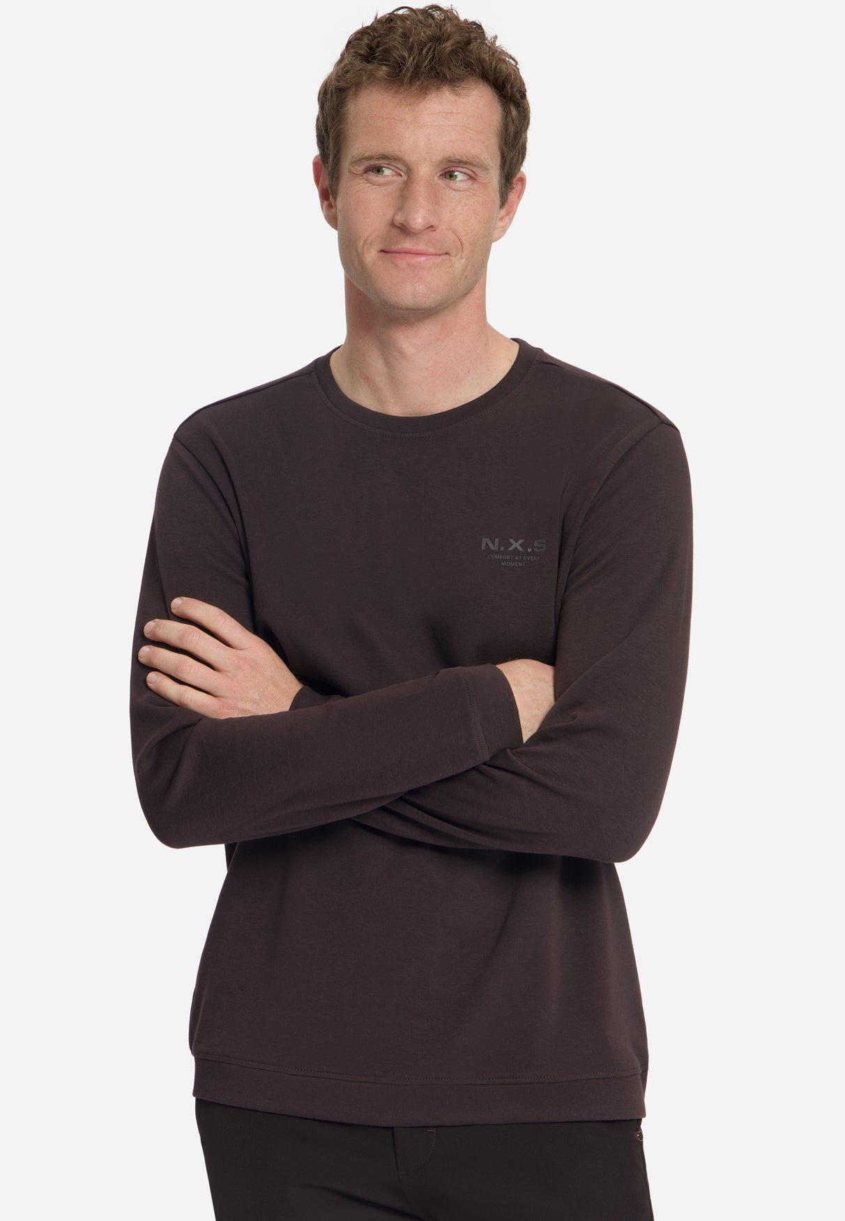 T-shirt Interlock à Manches Longues | Dark Brown