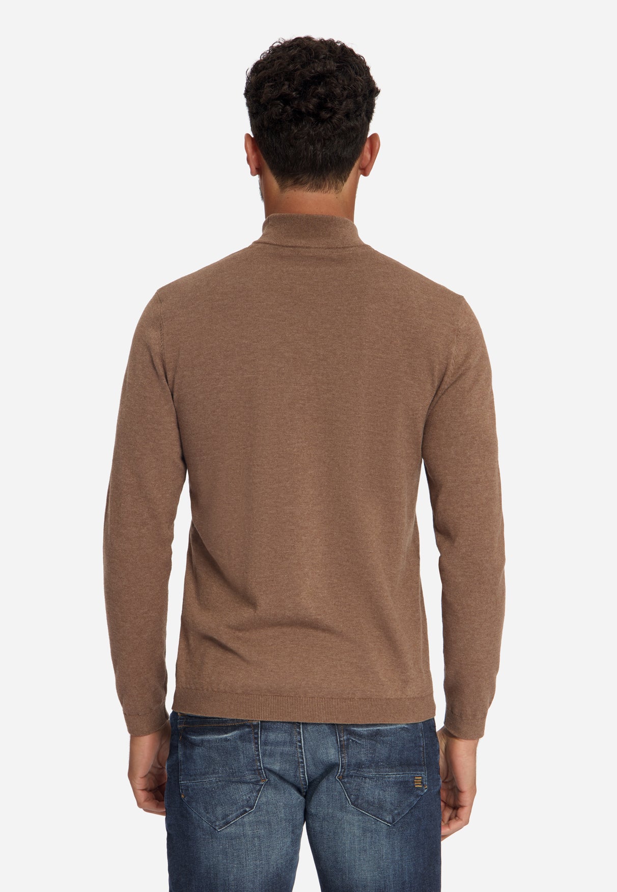 Pull à col roulé en maille fine | Marron clair