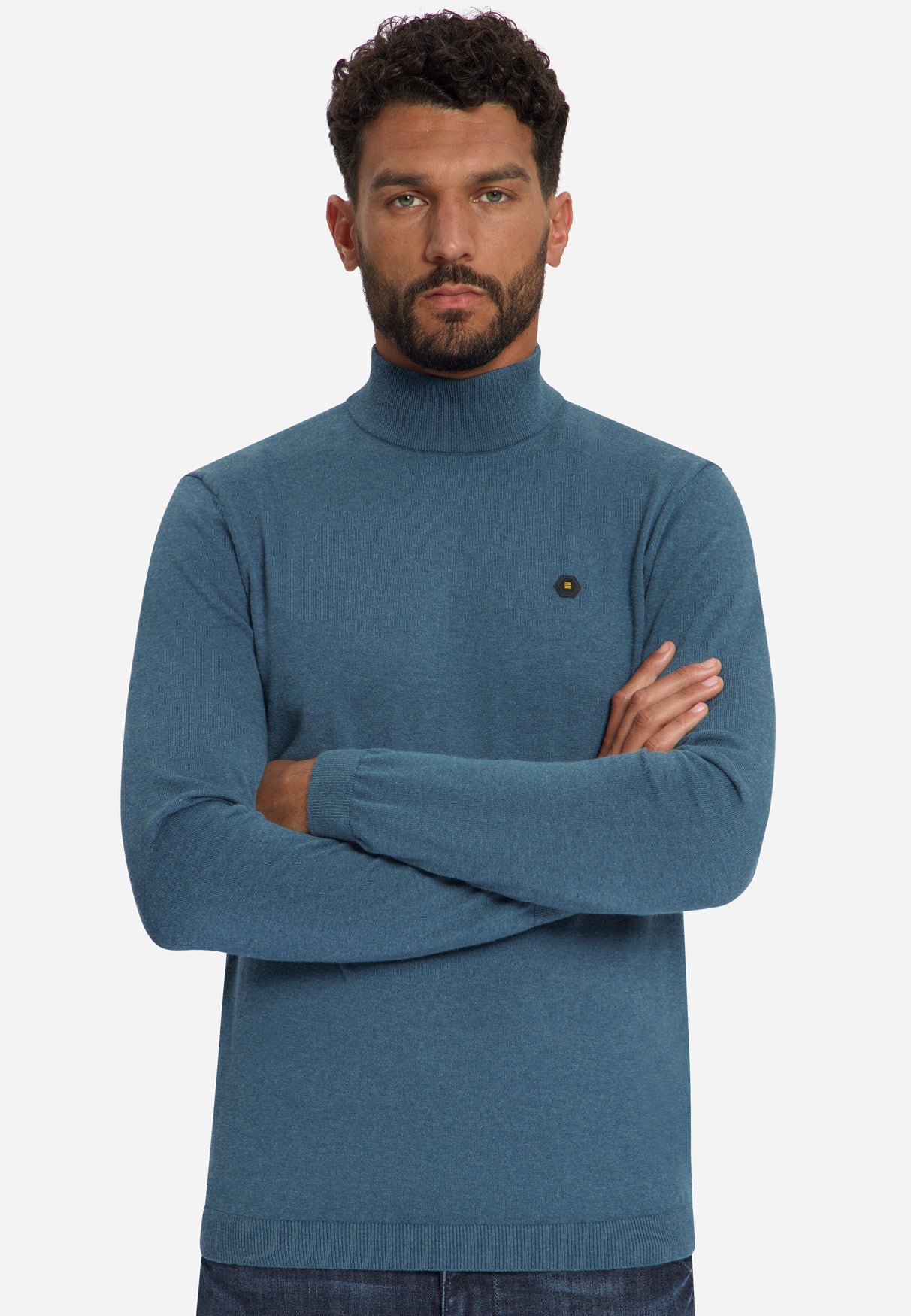 Pull à col roulé en maille fine | Shadow blue