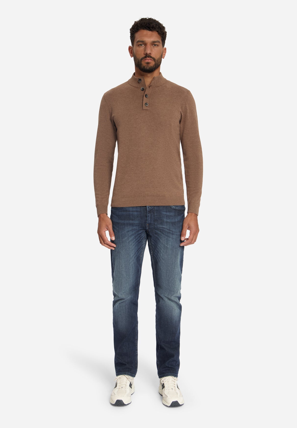Pull à col boutonné | Marron clair