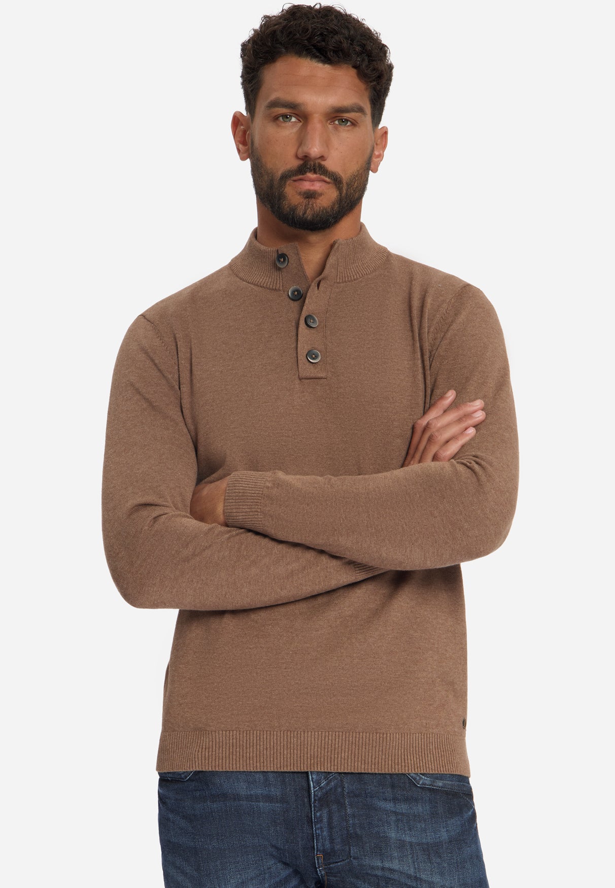Pull à col boutonné | Marron clair