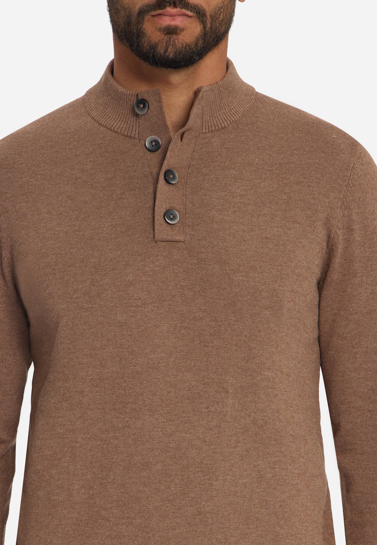 Pull à col boutonné | Marron clair